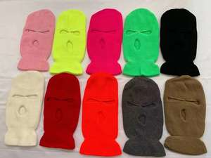 Basso Logo personalizzato all'ingrosso MOQ all'aperto a prova di vento equitazione 3 fori in maglia acrilica passamontagna maschere visiera con Stock - Product Image 2