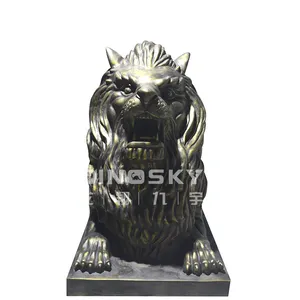 Figurine en fibre de verre fibre de verre renforcé plastique Lion Sculpture résine artisanat finition Bronze extérieur jardin Art décor