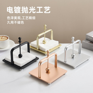 Sapele Wood Napkin Holder With Metal Frame Square Design For Coffee Shop Beverage Service Zone - Product Image 2