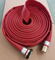 Tuyau d'incendie en caoutchouc Nitrile Layflat Dia1.5 "20M W.P.20BAR rouge en aluminium noir enduit Machino couplage anneau en