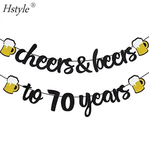 70th Birthday Decorations Cheers & Beers to 70 Years Banner Happy 70th Birthday Anniversary Party Decoration Supply SD684