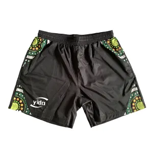 Touch Rugby League Zipper Shorts Running Custom Soft Fabric Anti-wrinkle Black Gym Shorts Men