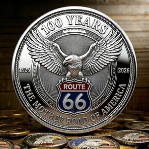 Moneda Conmemorativa Coleccionable 3D en Relieve del 100 Aniversario de Route 66, Moneda de Desafío The Mother Road Eagle, para Venta al por Mayor - Product Image 2