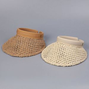 Summer New Arrival Women Outdoor Paper Straw Visor <b>Hat</b> Fashion Trendy Hollow Out Sunshade Breathable Empty Top Visor Sun <b>Hat</b> - Product Image 1