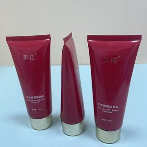 Tubo Cosmético Rojo con Tapón Dorado Electrochapado para Limpiador Facial - Product Image 3