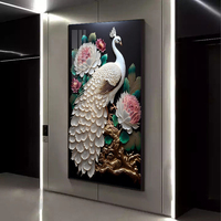 Décoration d'intérieur Art déco, animaux modernes, art mural en porcelaine et cristal avec cadre noir/doré, personnalisation possible