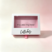 Boîte cadeau personnalisée avec logo, fenêtre en PVC, boîte rigide en papier rose, emballage pour bijoux, anneaux, cosmétiques, avec ruban, vente en gros