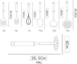 High Quality Stainless Steel Classic Kitchen Utensil Set with Handles Durable <b>Cooking</b> Utensils <b>Kit</b> for Home - Product Image 6