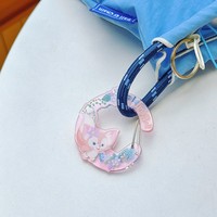 Porte-clés en acrylique personnalisé avec dessin animé ours/lapin/chat, durable, cadeau personnalisé, accessoires de randonnée, porte-clés d'escalade