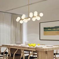 Lustre d'intérieur de style nordique, luminaires suspendus créatifs de luxe avec design de haricots magiques noirs et blancs, lustre en verre