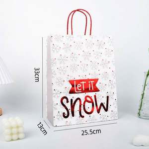 Bolsa de Papel Kraft Premium para Regalos de Navidad y Compras, Promoción de Fábrica, Bolsas de Regalo para Llevar, Estampado en Caliente con Puntos, Impresión Completa - Product Image 3