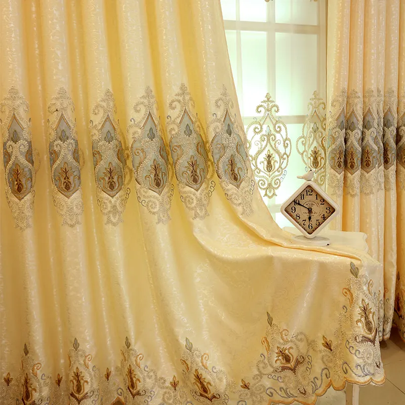 Cortinas bordadas estilo europeu, cortinas de dupla camada, cortinas decorativas rideaux salon, venda quente