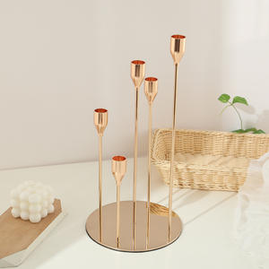 Porte-bougie en Aluminium avec fil doré pour décorations de mariage et de noël - Product Image 4