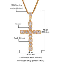 Pendentif Croix Hip Hop Carré et Rond avec Grand Zircon, Accessoires DJ et Danse Urbaine