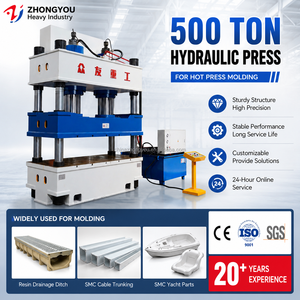 Prensa Hidráulica de Cuatro Columnas y Doble Cilindro de 500 Toneladas para Moldeo por Compresión en Caliente de Compuestos SMC, <span class=keywords><strong>BMC</strong></span> y FRP - Product Image 1