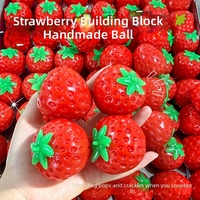 NQ Crunchy Strawberry Squishy Slow Rise TPR Funny Mini Fidget Toy for 5 to 7 Years Unisex Stress Relief Squeeze Building Block