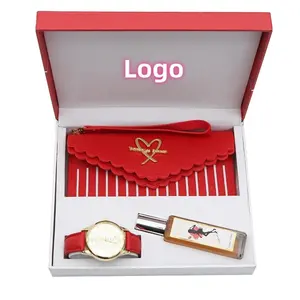 Güzel hediye kutusu ile yeni moda kadın parfüm çanta saat seti sevgililer günü hediye lüks hediye seti