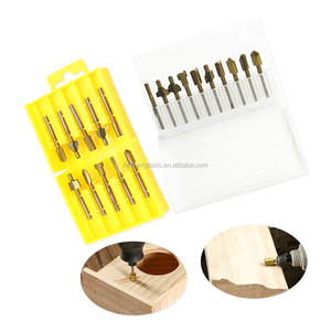 <span class=keywords><strong>HSS</strong></span> 10pc <span class=keywords><strong>Fraise</strong></span> <span class=keywords><strong>Fraise</strong></span> Titane plaqué En Plastique En Boîte Or Haute vitesse En Acier À Bois Coupe Couteau - Product Image 1