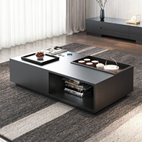 Vente directe d'usine, table basse nordique moderne minimaliste, table basse créative irrégulière pour le salon, table basse carrée noire avec rangement