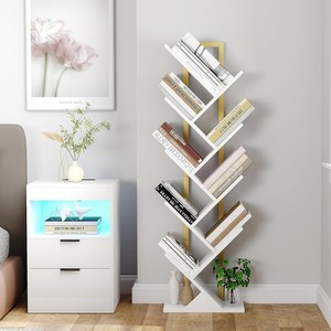 Estantería blanca en forma de árbol de varios niveles, 7 capas, ahorradora de espacio, para almacenamiento y exhibición en la sala de estar del hogar. - Product Image 2