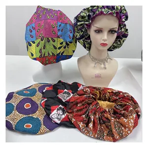 New Custom Soft Oversize Nightcap African Wax Print Large Double Layer Reversible Bandana Super Jumbo African Design Bonnet