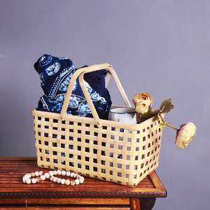 Handmade <b>Bamboo</b> Woven <b>Basket</b> Rectangle Storage <b>Basket</b> For Kitchen Food Container - Product Image 2