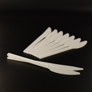 Couteaux dentelés compostables CPLA blancs personnalisables avec logo, fournis en gros par l'usine, couverts jetables biodégradables - Product Image 3