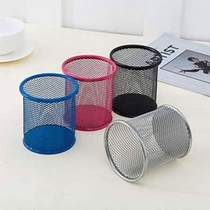 Portalápices de malla con clip, organizador de escritorio metálico negro para lápices y bolígrafos, suministros de oficina, logotipo personalizado - Product Image 4