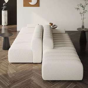 أريكة مخملية مستقيمة على الطراز الاسكندنافي من Boucle شقة فندقية تستخدم أثاث غرفة المعيشة وغرفة المعيشة - Product Image 4