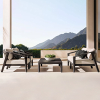 Ensemble de mobilier d'extérieur nordique cour hôtel corde tissée imperméable canapé d'extérieur en aluminium Resort luxe PE rotin canapé de jardin