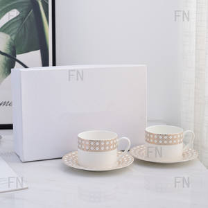 Ensemble de tasses et soucoupes à café en céramique de luxe européenne, vente chaude, ensemble de tasses et soucoupes pour le thé de l'après-midi - Product Image 5