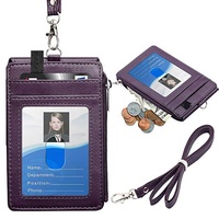 Pabrik Grosir Pemegang Kartu Bus Dompet Kustom Pu Kulit Leher Pemegang Kartu Id dengan Lanyard