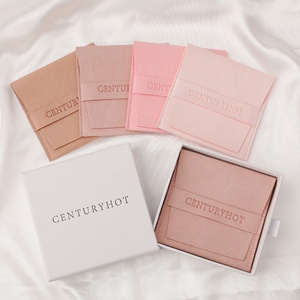 Pochette à bijoux en velours rose foncé personnalisée de luxe, sacs d'emballage pour bijoux, pochette à bijoux avec logo - Product Image 1