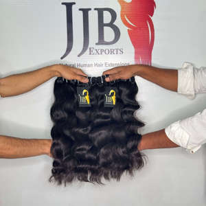 Cabello humano virgen hindú liso y ondulado sin procesar, extensiones de cabello humano hindú rizado sin procesar con trama a máquina y cutícula alineada. - Product Image 2