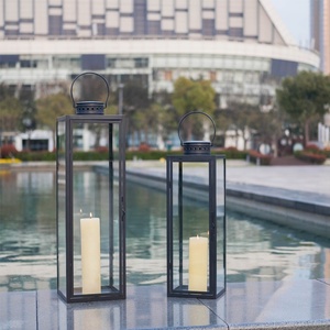 Metal <strong>Lantern</strong> For Candle And Decoration Black Large <strong>Lantern</strong> With Handle For Indoor Outdoor And Wedding Decoration - Product Image 2