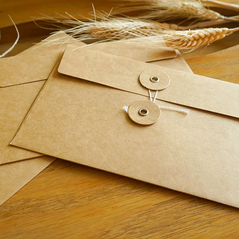נייר קראפט מותאם אישית רטרו פשוט תיק קבצים משרדי עם סגירת מחרוזת שימוש עסקי ישיר במעטפת מתנה של היצרן