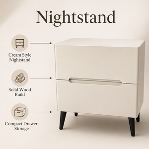 Bulk Wholesale Cream White Solid Wood High Gloss Lacquer <strong>Compact</strong> Drawer Storage Mini Bedroom Hotel Nightstand <strong>Bedside</strong> <strong>Table</strong> - Product Image 3