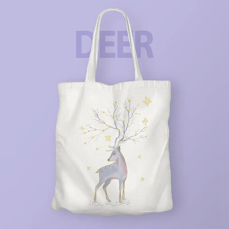 Fashion customized print cute Deer tote bag cotton canvas bag maker