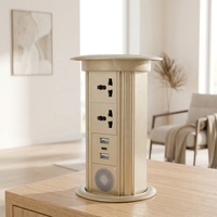Enchufe de Torre Automático Retráctil con Adaptador Universal para EE. UU., Reino Unido y Australia, Carga Inalámbrica USB Tipo-C, Enchufe Oculto