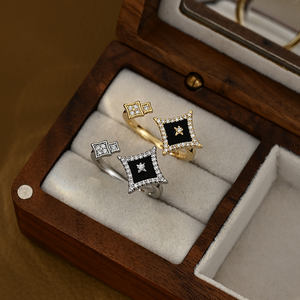 Jz68522 <span class=keywords><strong>2025</strong></span> Новое подлинное позолоченное микро инкрустированное циркониевое кольцо в виде звезды для женщин с простым дизайном и универсальным регулируемым кольцом - Product Image 6