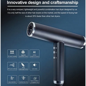 Sèche-cheveux professionnel auto-nettoyant ionique haute vitesse 1600W 110 000 tr/min avec moteur DC sans balais et buse magnétique sans pales - Product Image 3