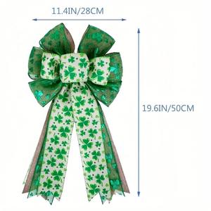 Lazo de Arpillera con Estampado de Trébol Verde y Blanco DAMAI, Lazo para Decoración del Hogar en Primavera, Decoraciones de San Patricio - Product Image 6