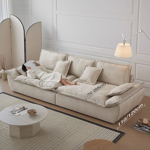 Hiện Đại Chống-Mèo Scratch Frosted Vải Sofa Cho Phòng Khách Sâu Ngồi Thẳng Hàng Pháp Lông Sofa Đặt Đồ Nội Thất - Product Image 2