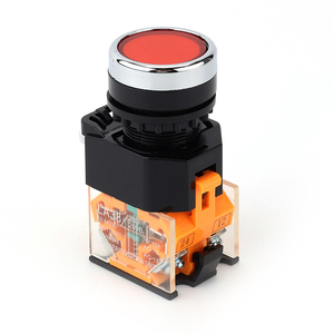 Interruptor de botón electrónico de reinicio momentáneo de plástico de acero inoxidable 1NO1NC de cabeza plana de 22mm, anillo <span class=keywords><strong>LED</strong></span> IP40 de 380V 10A - Product Image 2