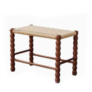 Modern Rattan Furniture Rectangle Rattan <b>Wooden</b> <b>Bench</b> Long <b>Wooden</b> 4 Legs Stool Ottomans for Living Room - Product Image 1