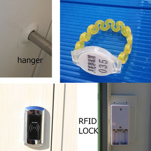 ตู้เก็บของโลหะสีเหลือง 2 ประตู พร้อมระบบล็อค RFID ตู้เหล็กบานสวิงสำหรับโรงเรียน/โรงยิม พร้อมราวแขวนเสื้อผ้า - Product Image 6