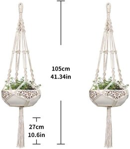 Intérieur Suspendu Porte-<span class=keywords><strong>Plante</strong></span> <span class=keywords><strong>Pot</strong></span> 2 Pack 42 Pouces En <span class=keywords><strong>Macramé</strong></span> Cintres D'intérieur de Corde De Coton Blanc <span class=keywords><strong>Pot</strong></span> De Fleur <span class=keywords><strong>Pot</strong></span> Suspendu Panier - Product Image 2