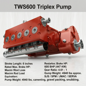 Pompe à boue TWS600 Triplex, course de 6 pouces, 600 BHP, pour applications de forage - Product Image 1