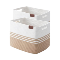 Panier de rangement pliable en tissu de coton tissé rectangulaire moderne avec poignées, écologique, pour chambre d'enfant, plantes, jouets pour chiens/chats, maison Jianna