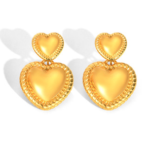 Pendientes de Corazón de Acero Inoxidable Chapados en Oro de 18K <span class=keywords><strong>OUSLY</strong></span> de Alta Gama con Engaste de Garra, Modernos para Aniversario de Mujer - Product Image 5